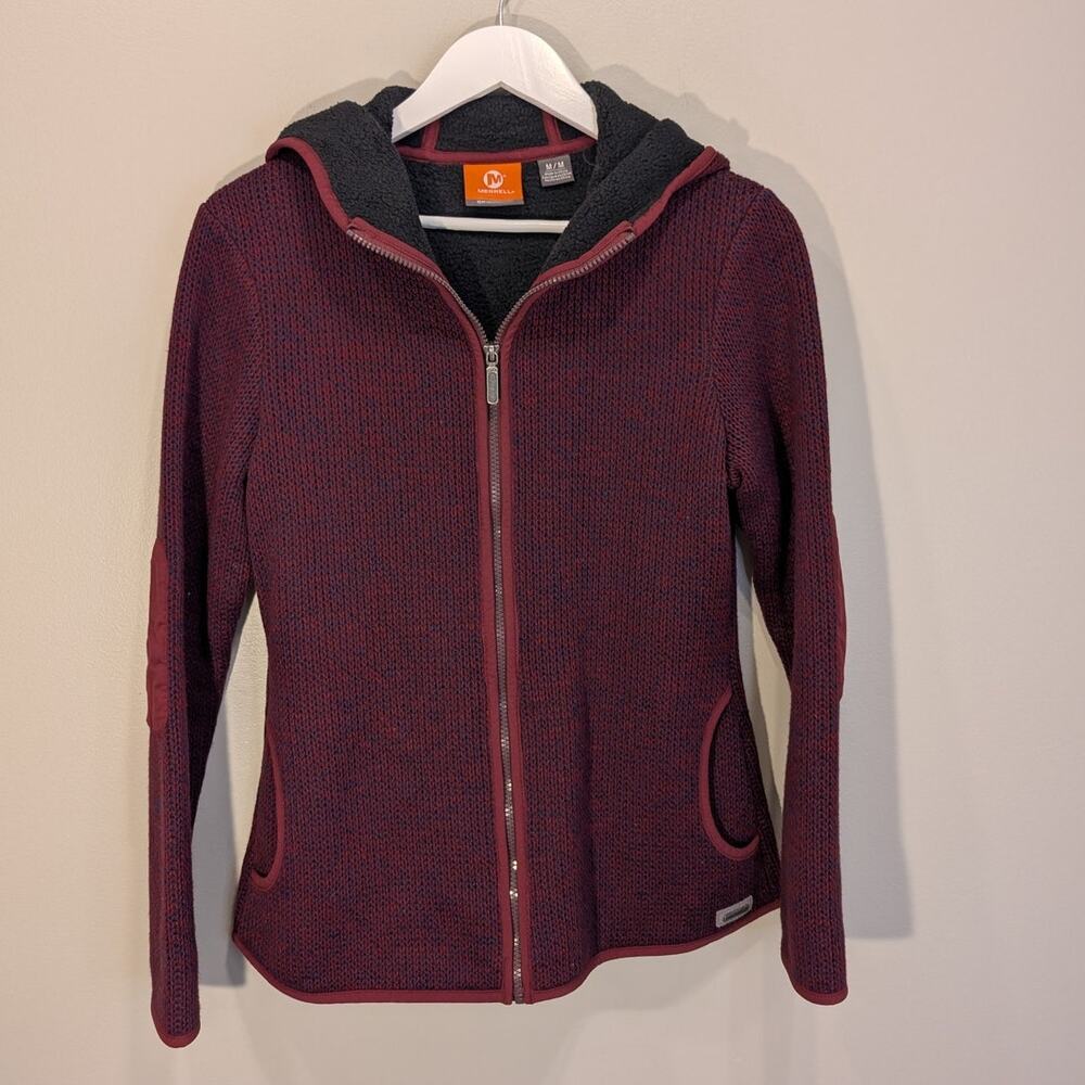 Merrell Select Regulate Jacket Knit Fleece Lined Full Zip Hood Layer - Size M